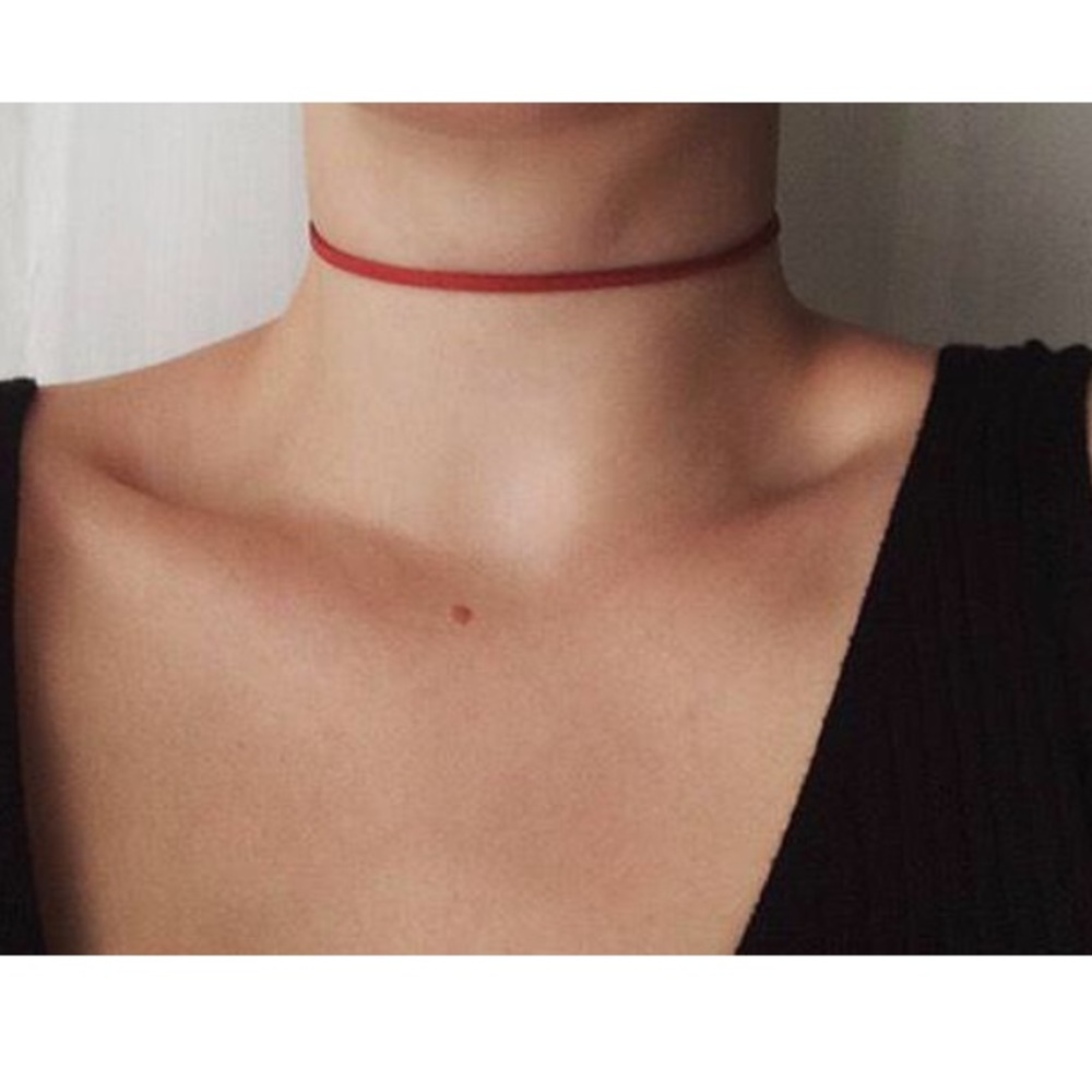 🍒Ruby Red faux suede choker necklace